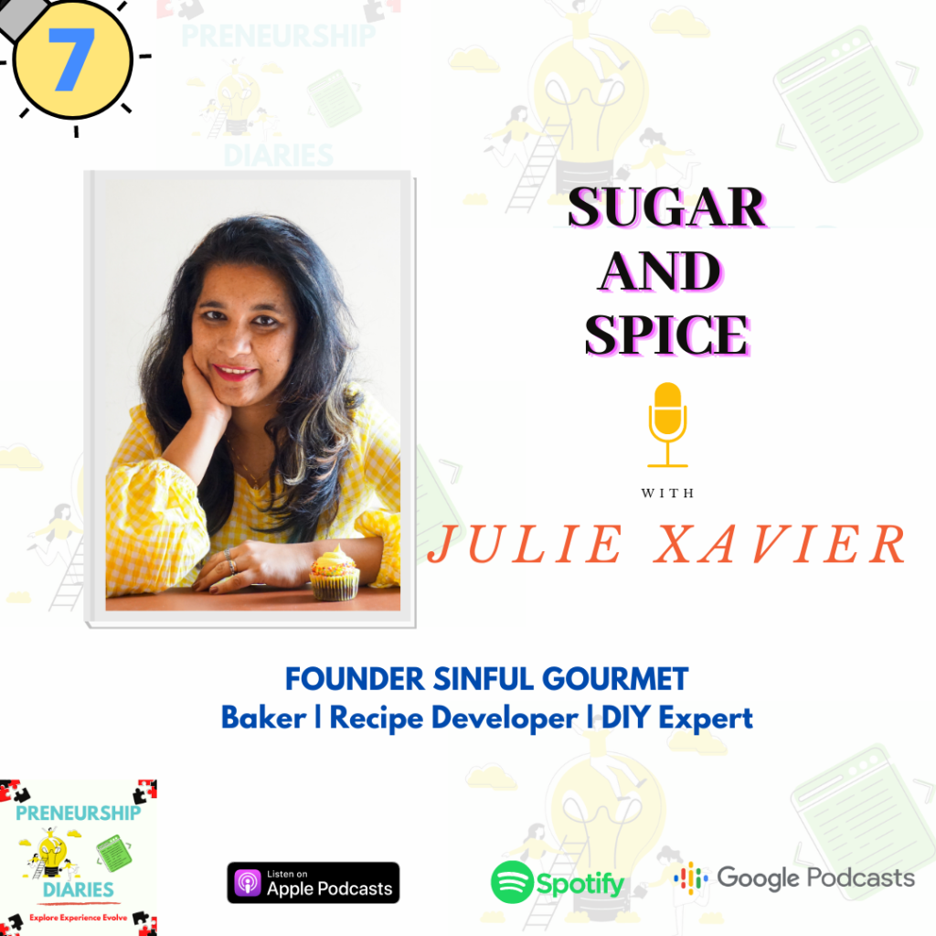 Sugar and Spice- Sinful Gourmet Podcast - Julie Xavier-Preneurship Diaries