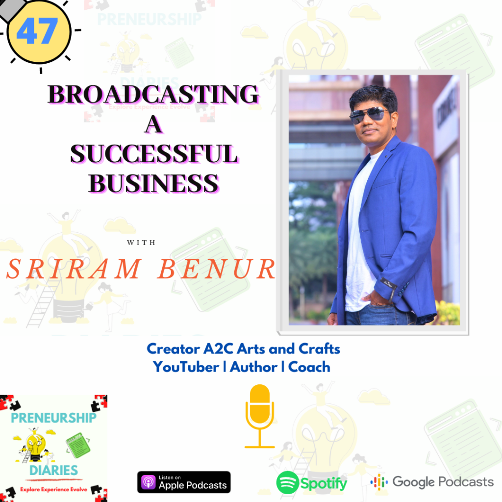 Preneurship Diaries Podcast Interview with  Sriram Benur by Shwetha Krish on Broadcasting a Successful Business